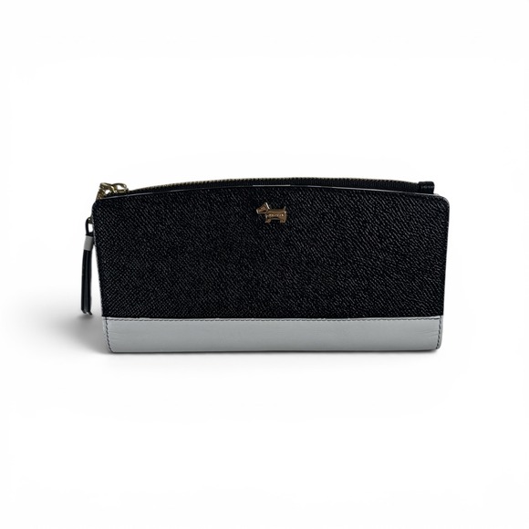 RADLEY LONDON Handbags - Radley London Black Gray Colorblock Leather Zip Around Wallet Scottie Dog